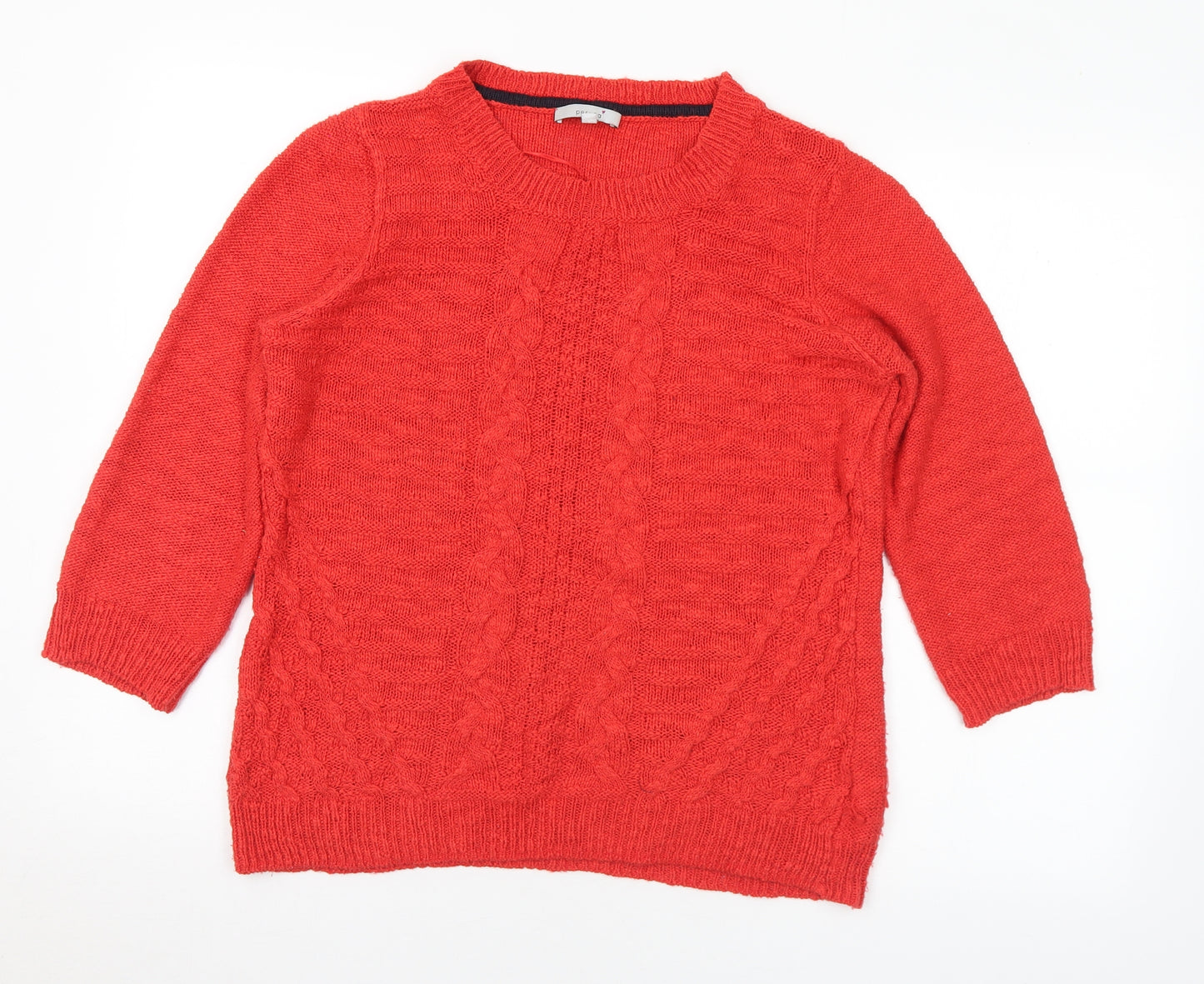 Marks and Spencer Womens Red Round Neck  Cotton Pullover Jumper Size 10