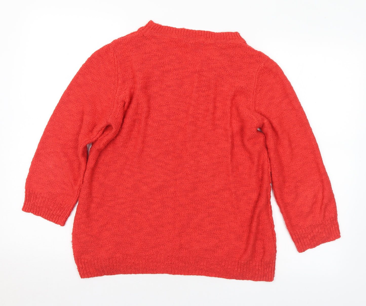 Marks and Spencer Womens Red Round Neck  Cotton Pullover Jumper Size 10