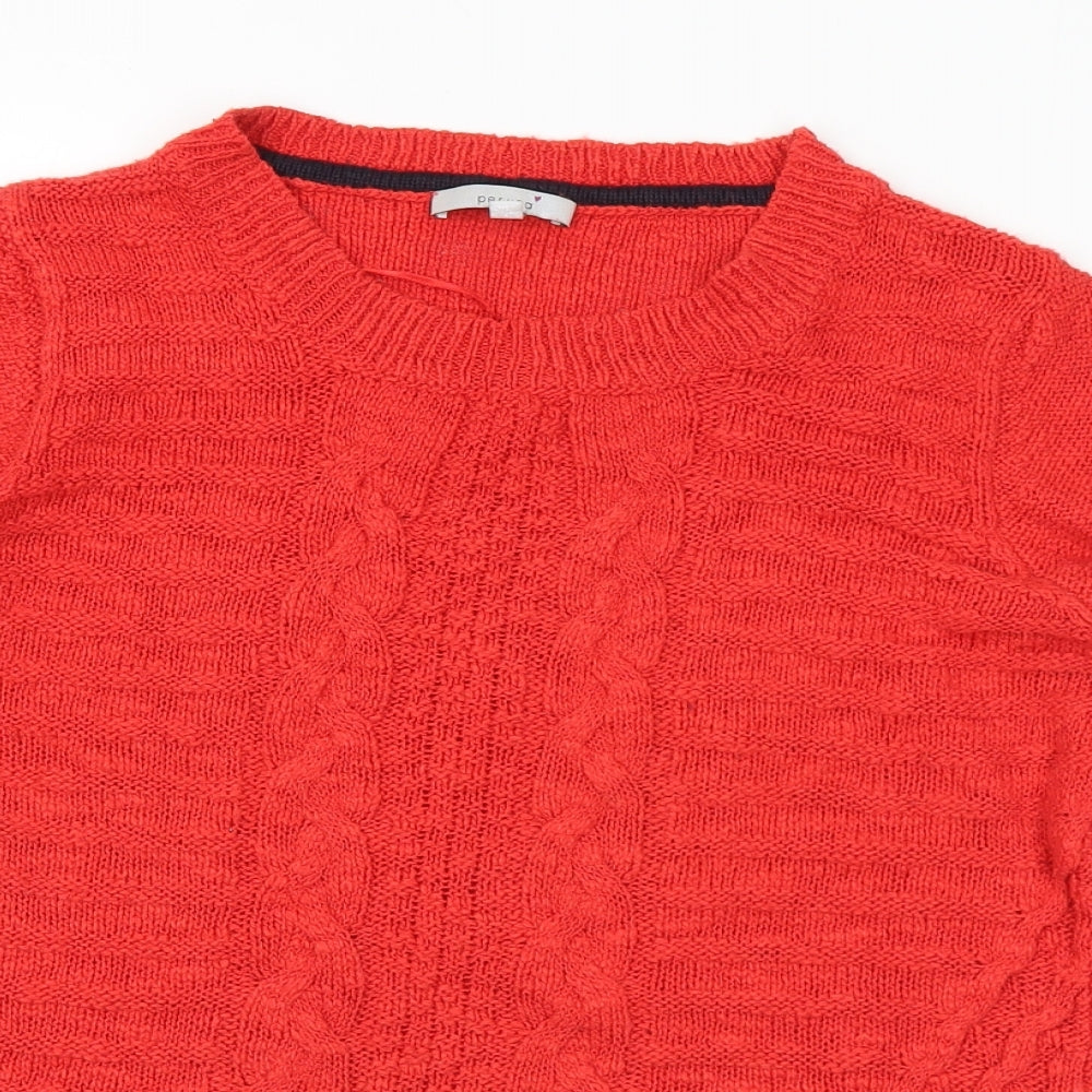 Marks and Spencer Womens Red Round Neck  Cotton Pullover Jumper Size 10