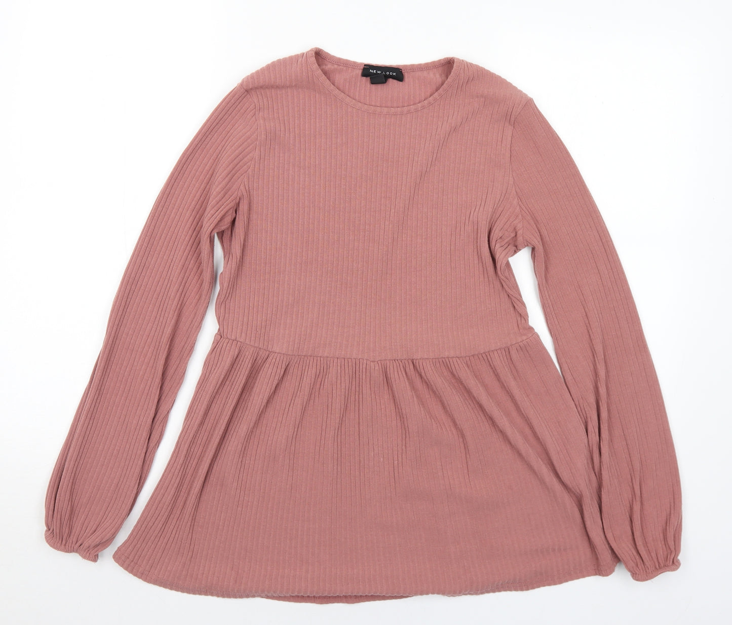 New Look Womens Pink Round Neck  Polyester Tunic Jumper Size 10