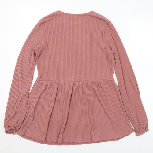 New Look Womens Pink Round Neck  Polyester Tunic Jumper Size 10