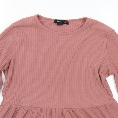 New Look Womens Pink Round Neck  Polyester Tunic Jumper Size 10