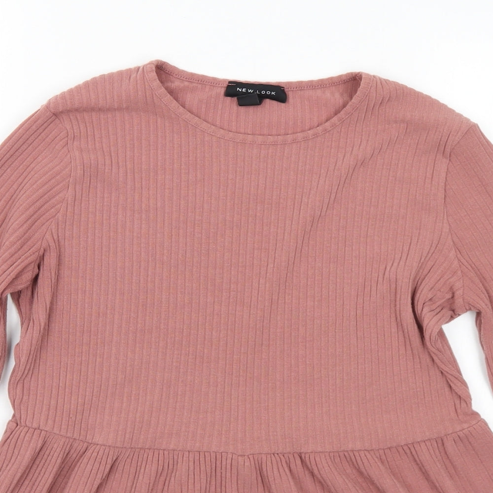 New Look Womens Pink Round Neck  Polyester Tunic Jumper Size 10