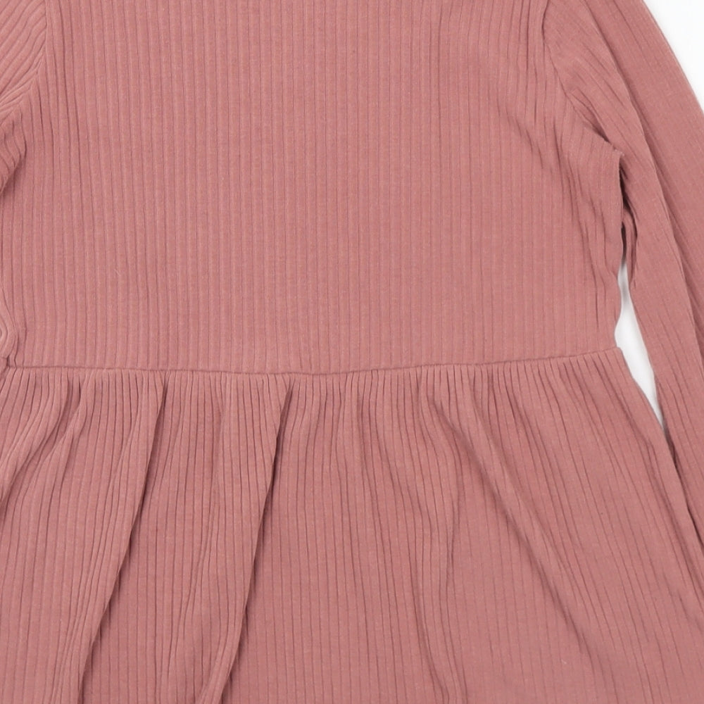 New Look Womens Pink Round Neck  Polyester Tunic Jumper Size 10