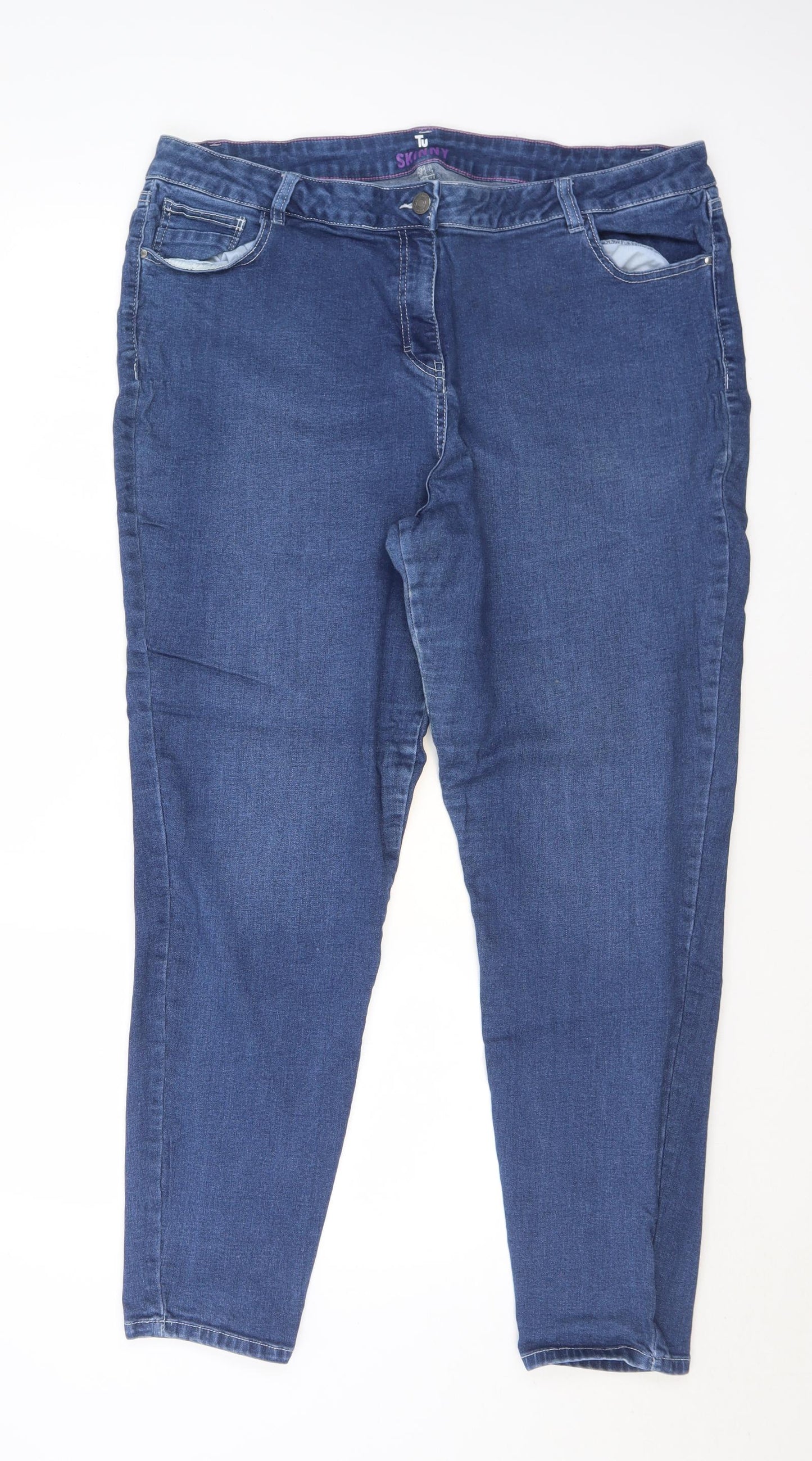 TU Womens Blue  Cotton Skinny Jeans Size 22 L29 in Regular Button