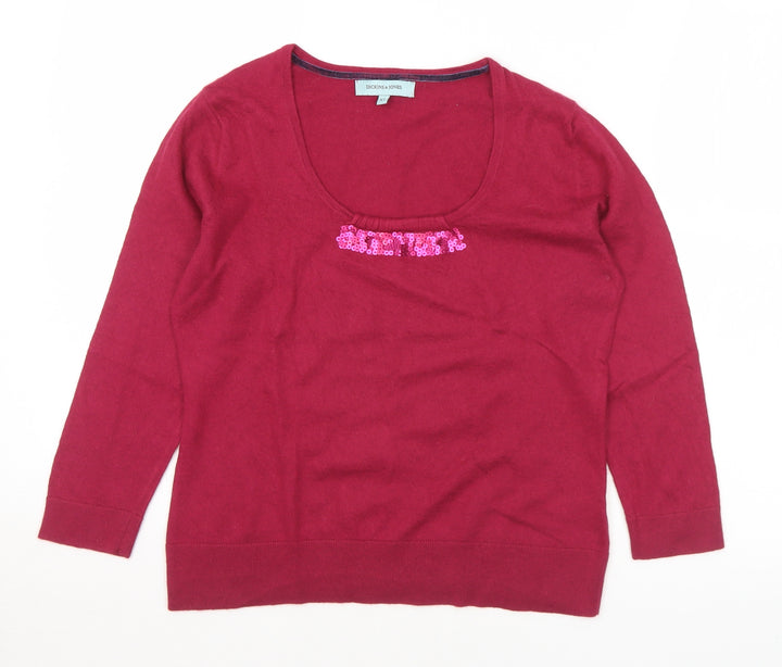 Dickins & Jones Womens Pink Scoop Neck Viscose Pullover Jumper Size XL