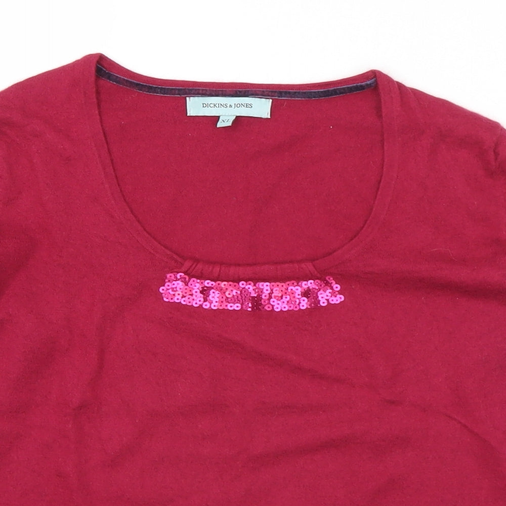 Dickins & Jones Womens Pink Scoop Neck  Viscose Pullover Jumper Size XL
