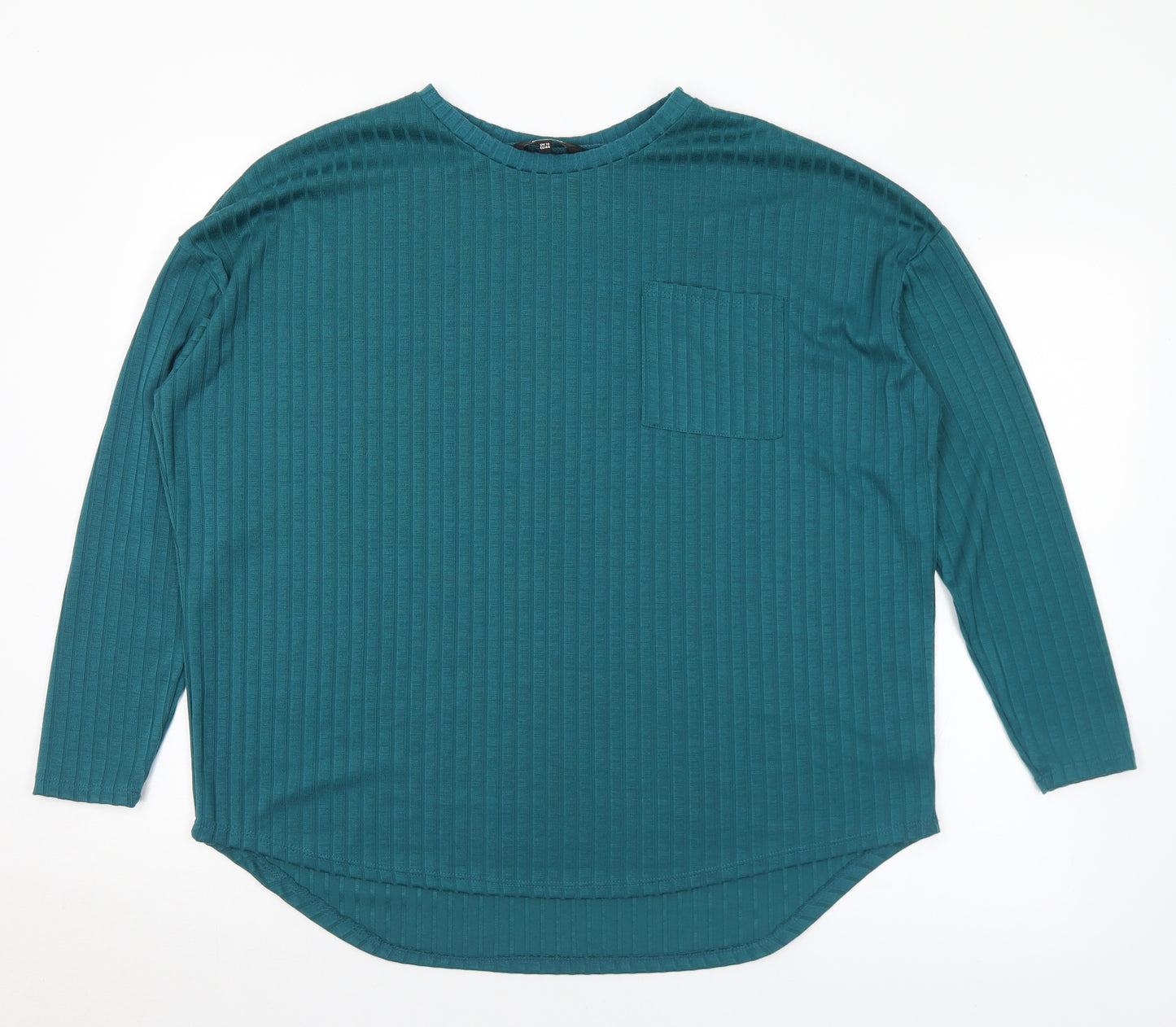 Pep&Co Womens Green  Polyester Basic T-Shirt Size 16 Crew Neck