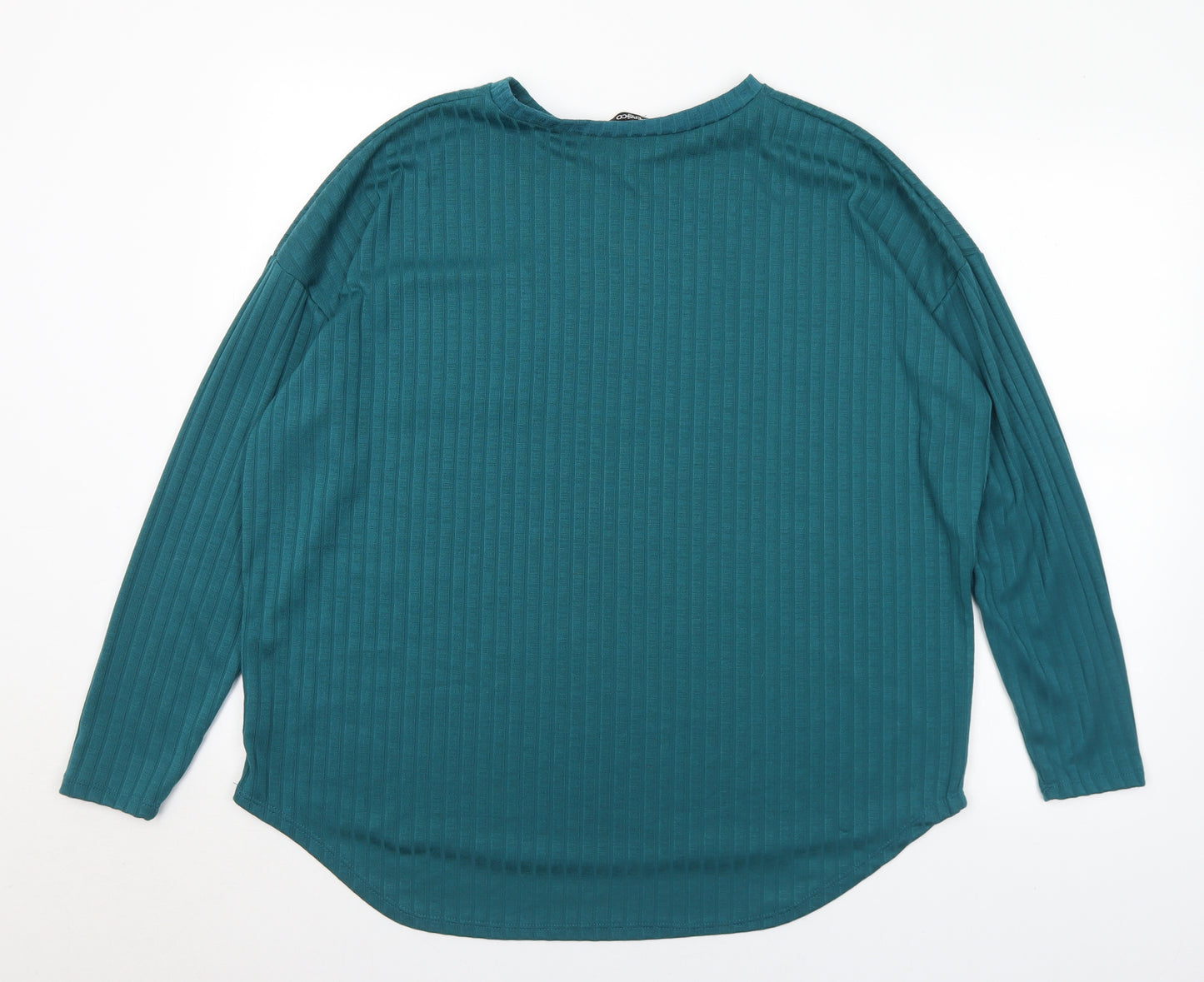Pep&Co Womens Green  Polyester Basic T-Shirt Size 16 Crew Neck