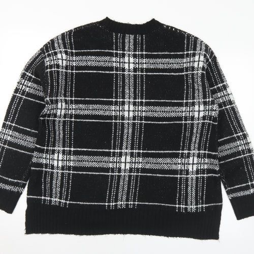Marks and Spencer Womens Black Mock Neck Plaid Acrylic Pullover Jumper Size M