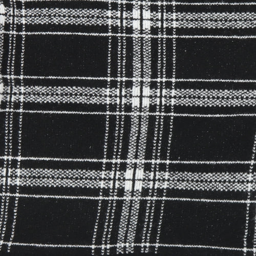 Marks and Spencer Womens Black Mock Neck Plaid Acrylic Pullover Jumper Size M