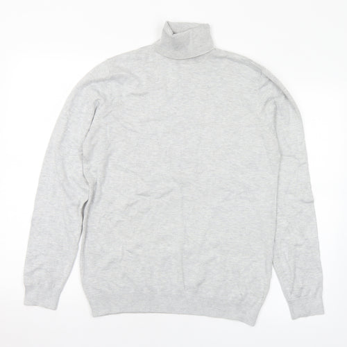 Pull&Bear Mens Grey Roll Neck  Viscose Pullover Jumper Size M