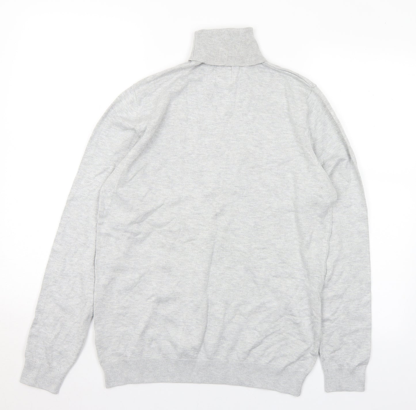 Pull&Bear Mens Grey Roll Neck  Viscose Pullover Jumper Size M