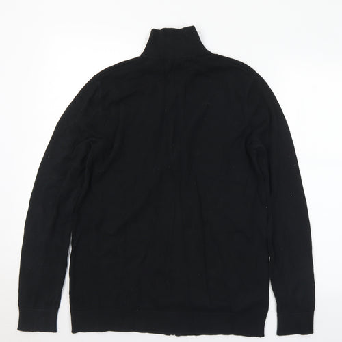 Selected Homme Mens Black Collared  Cotton Full Zip Jumper Size M
