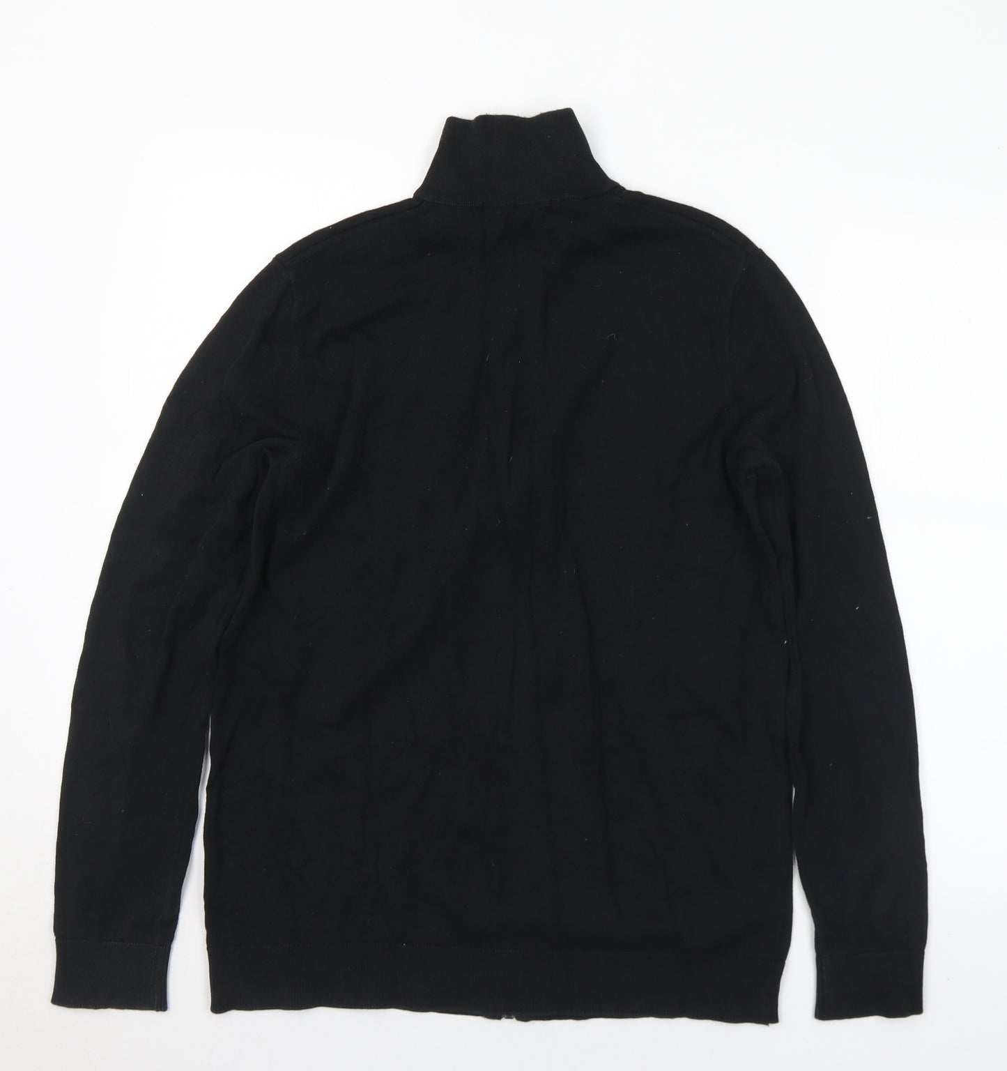 Selected Homme Mens Black Collared  Cotton Full Zip Jumper Size M