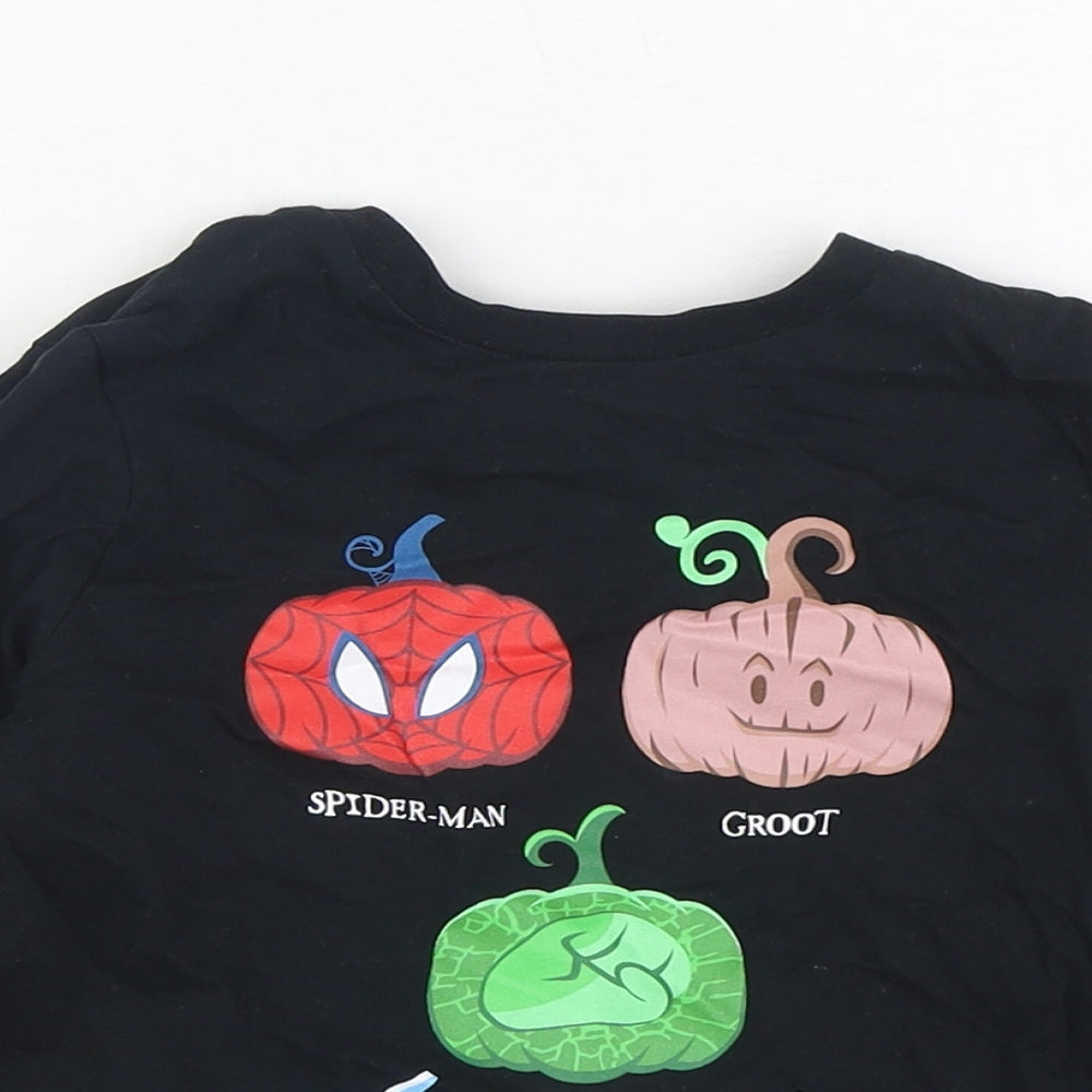 George Boys Black  100% Cotton Basic T-Shirt Size 2-3 Years Round Neck Pullover - Marvel