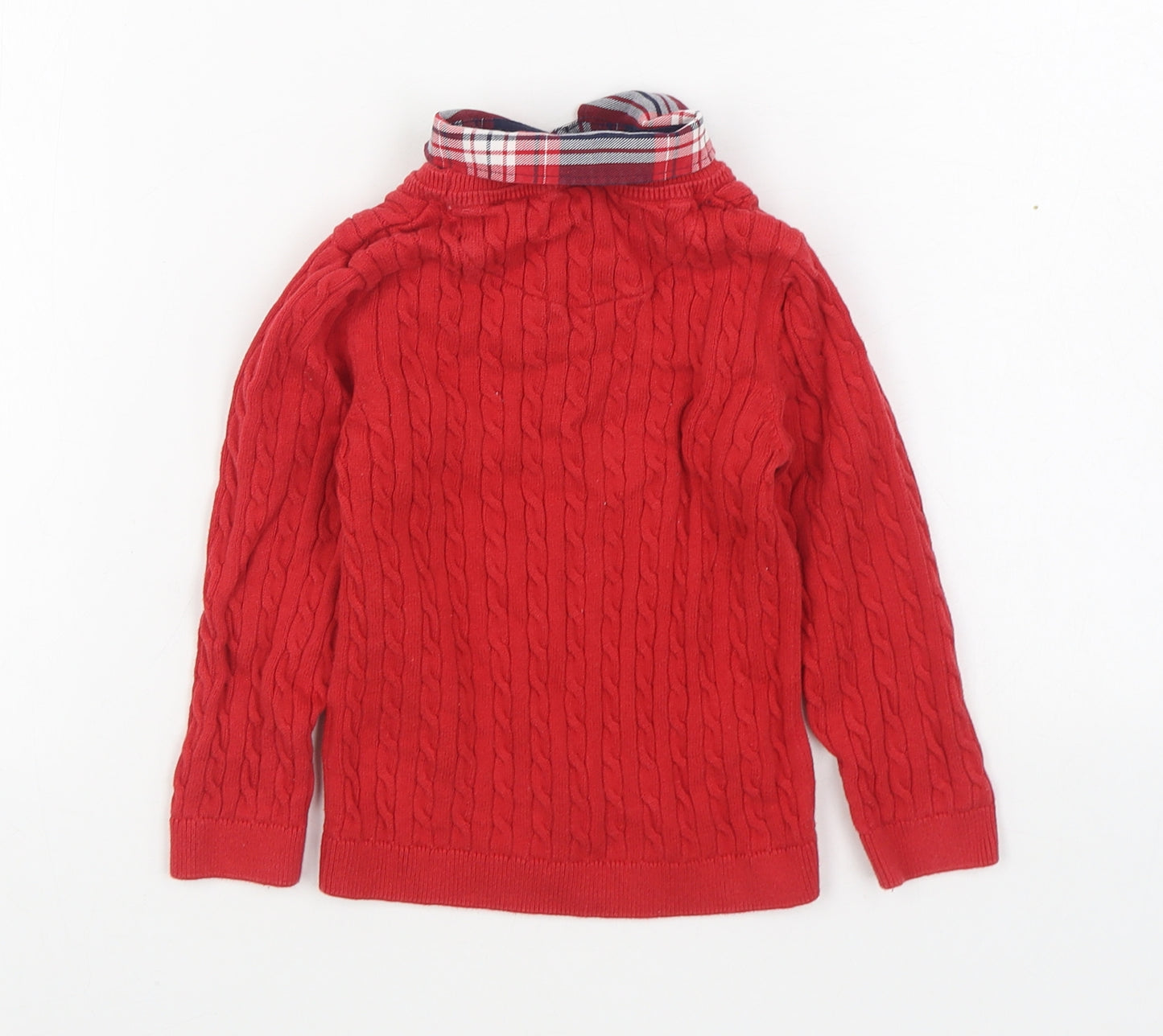 NEXT Boys Red Collared  100% Cotton Pullover Jumper Size 2-3 Years  Pullover
