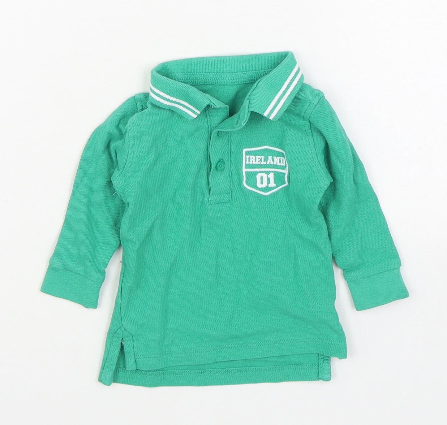 Dunnes Stores Boys Green  100% Cotton Basic Polo Size 3-6 Months Collared Pullover - Ireland