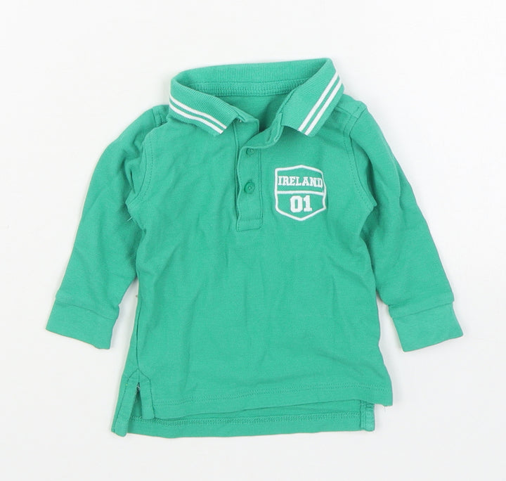 Dunnes Stores Boys Green  100% Cotton Basic Polo Size 3-6 Months Collared Pullover - Ireland