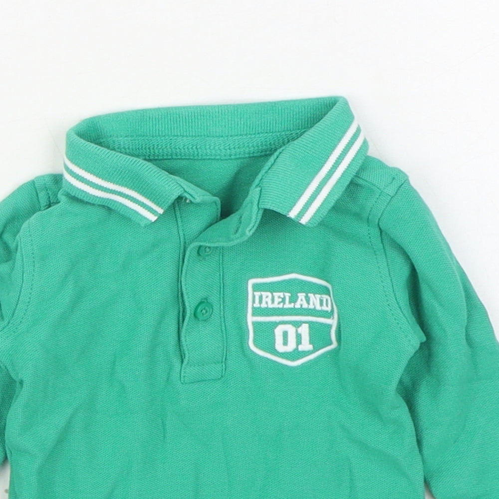 Dunnes Stores Boys Green  100% Cotton Basic Polo Size 3-6 Months Collared Pullover - Ireland
