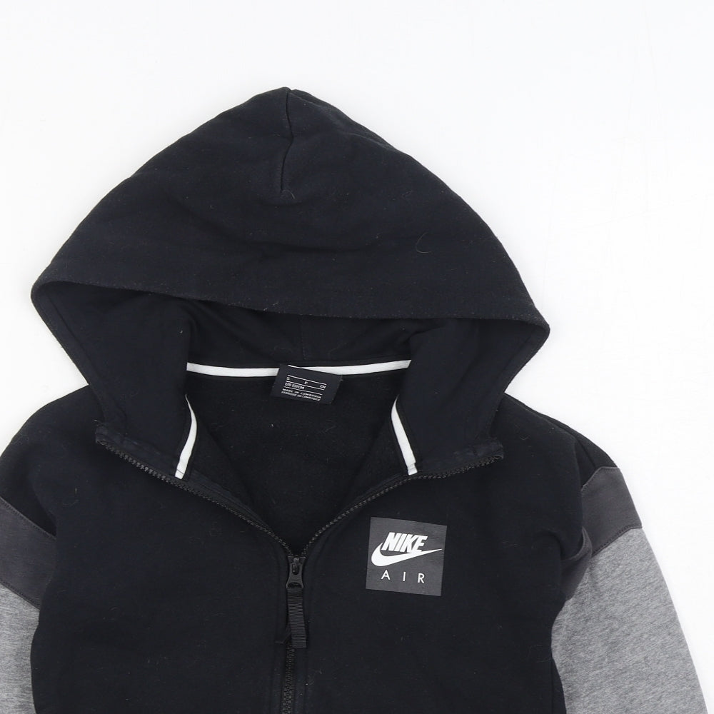 Nike Boys Black  Cotton Full Zip Hoodie Size 8-9 Years  Zip