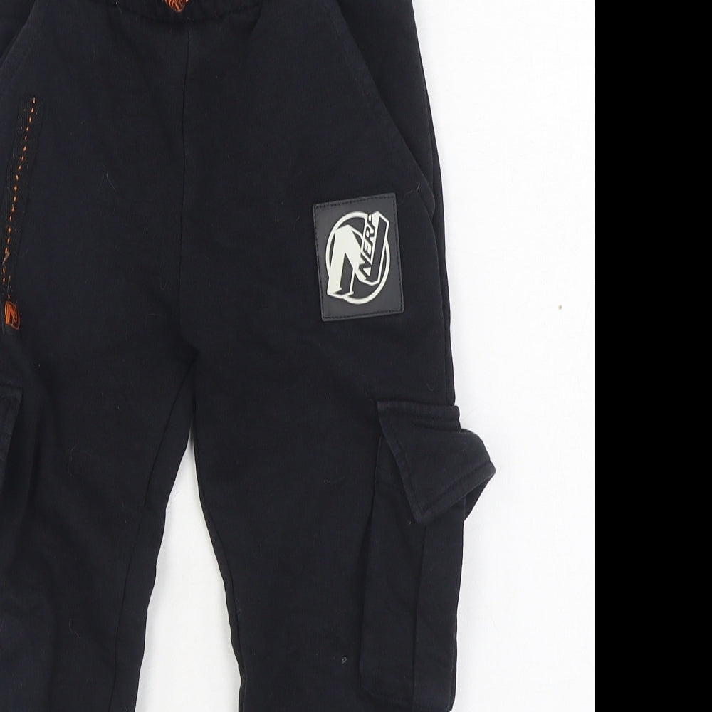 F&F Boys Black  Cotton Jogger Trousers Size 5-6 Years  Regular Tie - Nerf