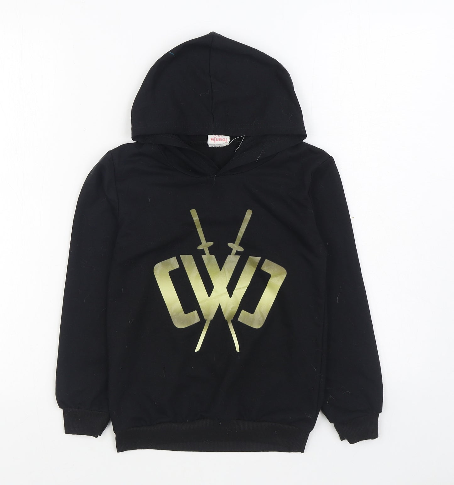 Foanja Boys Black  Cotton Pullover Hoodie Size 8-9 Years  Pullover