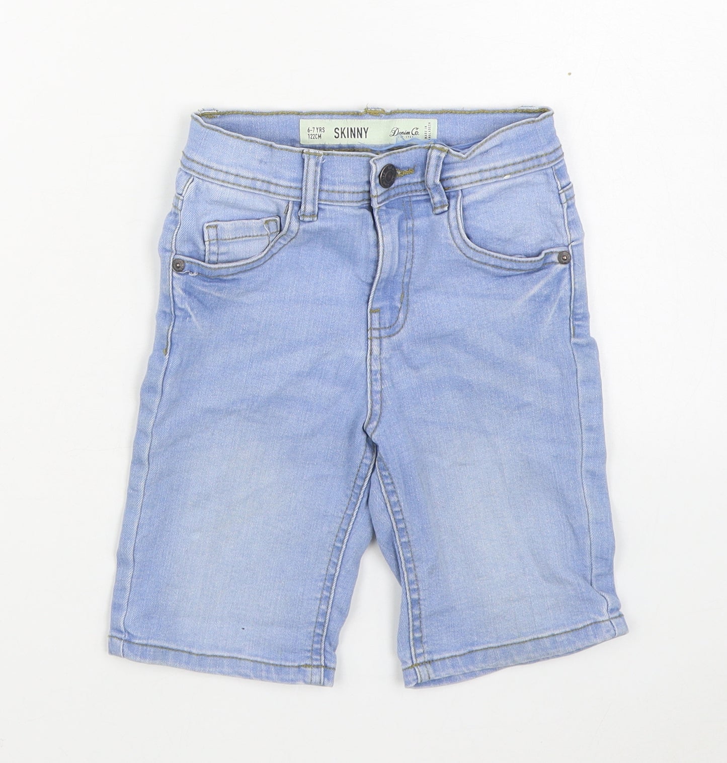 Primark Boys Blue  Cotton Cropped Jeans Size 6-7 Years  Regular Zip