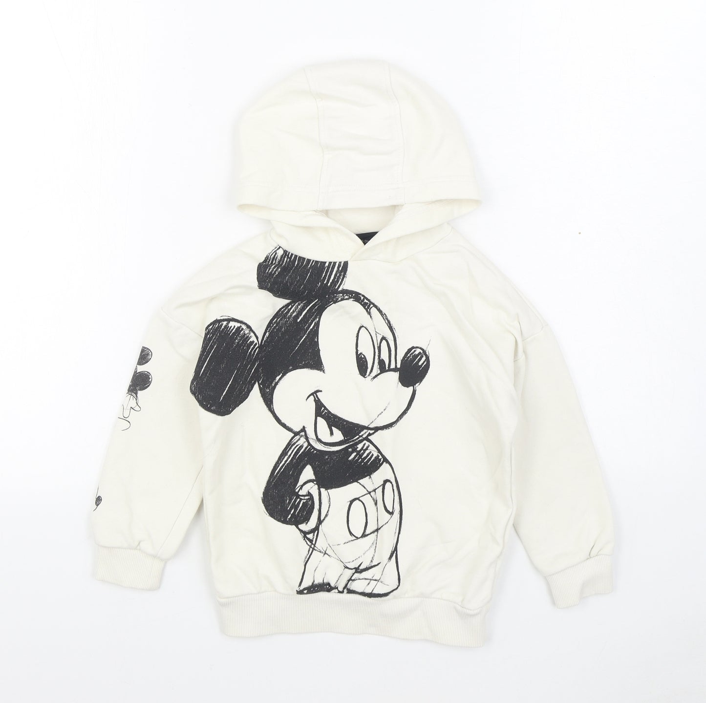 F&F Girls White  Cotton Pullover Hoodie Size 4-5 Years  Pullover - Mickey Mouse