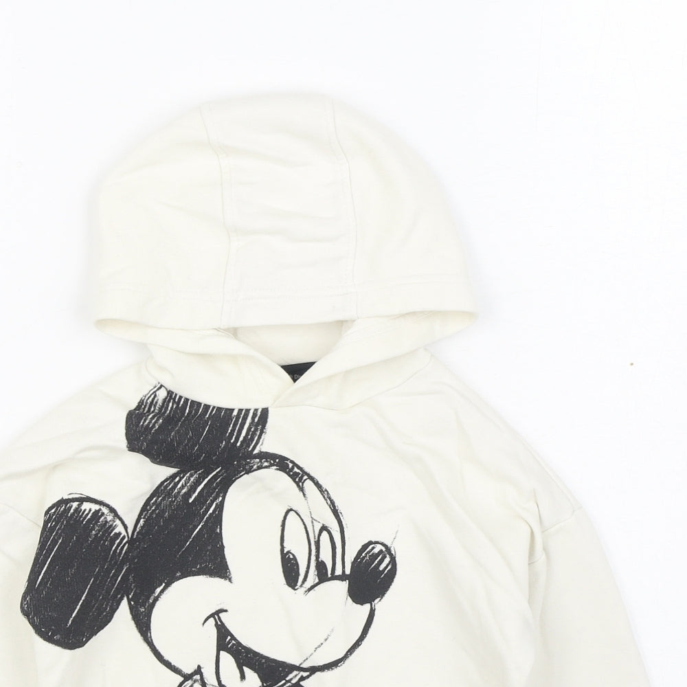 F&F Girls White  Cotton Pullover Hoodie Size 4-5 Years  Pullover - Mickey Mouse