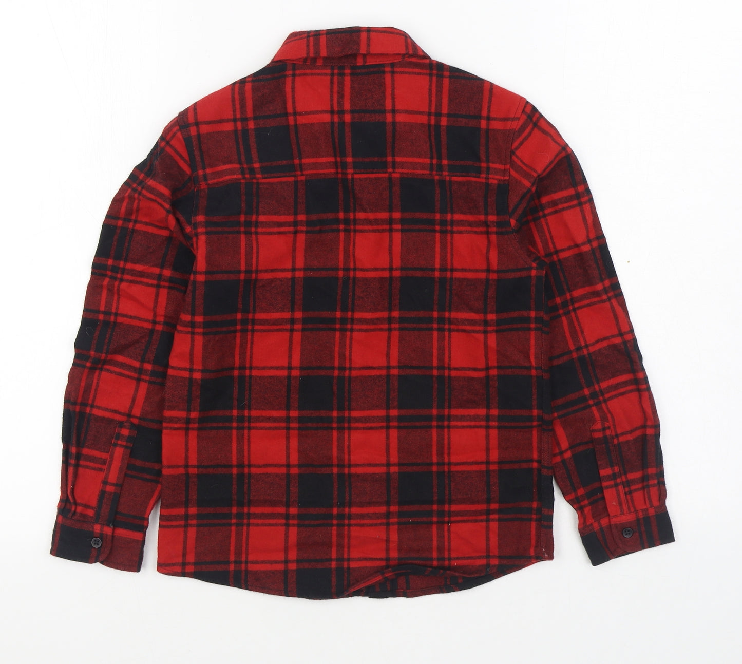 Primark Boys Red Plaid 100% Cotton Basic Button-Up Size 8-9 Years Collared Button