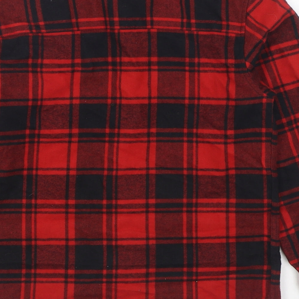 Primark Boys Red Plaid 100% Cotton Basic Button-Up Size 8-9 Years Collared Button