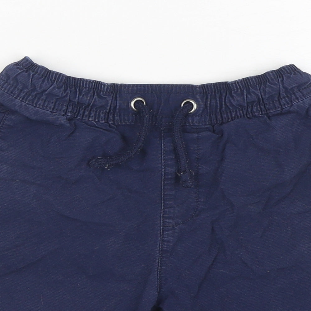 Marks and Spencer Boys Blue  100% Cotton Cargo Shorts Size 7-8 Years  Regular Tie