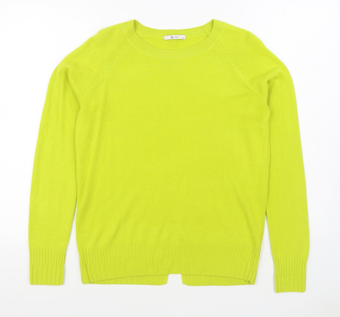 TU Womens Green Round Neck  Acrylic Pullover Jumper Size 10