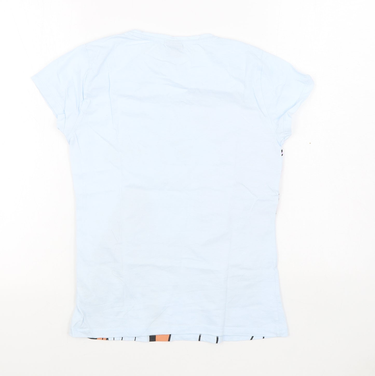 Pep&Co Girls Blue  100% Cotton Basic T-Shirt Size 12-13 Years Round Neck Pullover - Disney