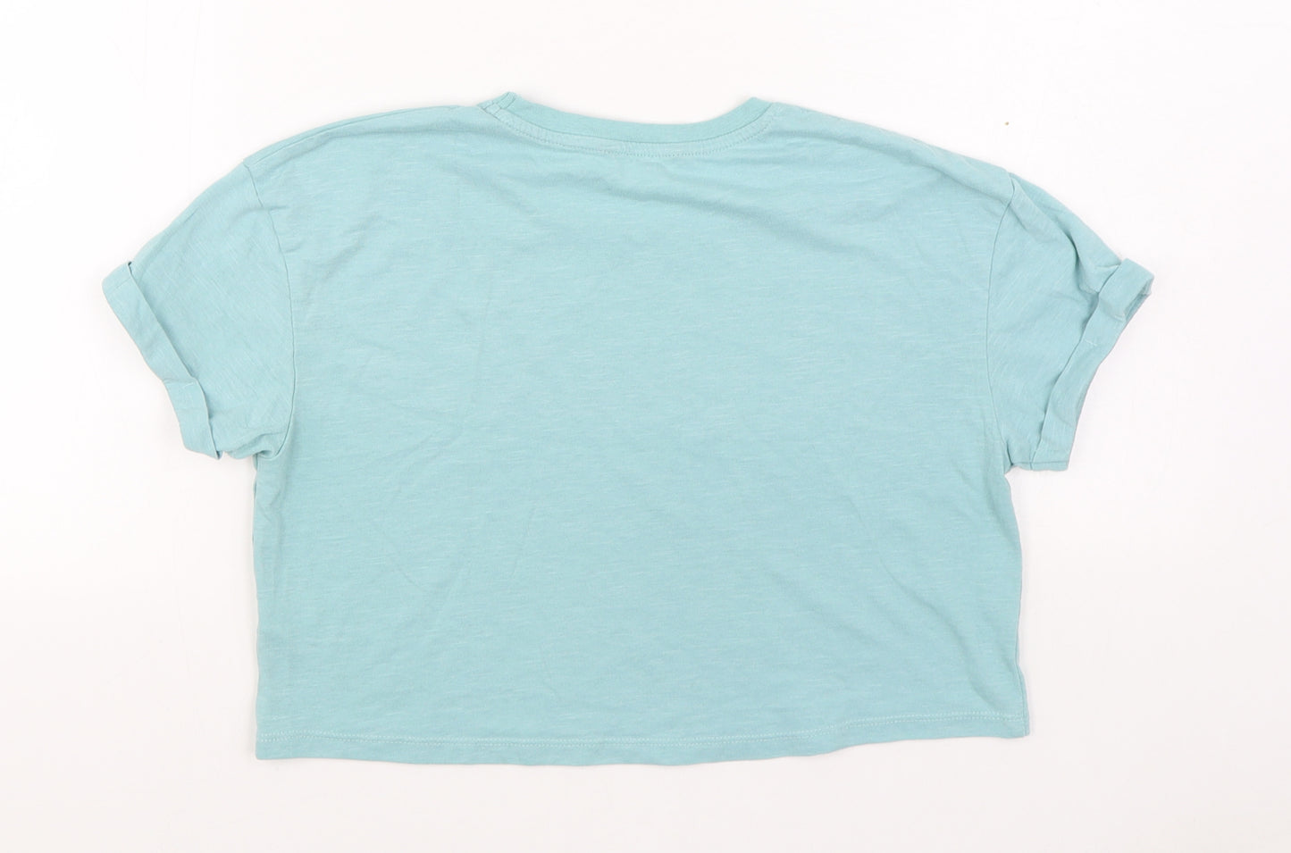 George Girls Blue  Cotton Basic T-Shirt Size 9-10 Years Round Neck Pullover