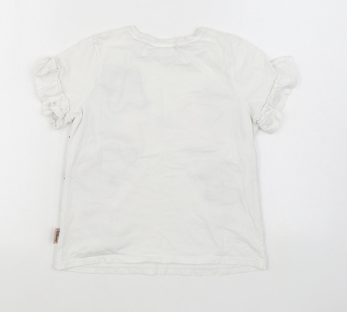 George Girls White  100% Cotton Basic T-Shirt Size 10-11 Years Round Neck Pullover - Disney