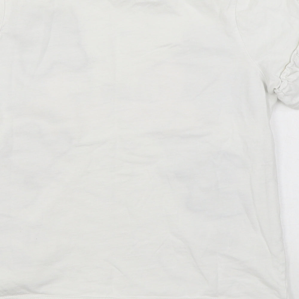 George Girls White  100% Cotton Basic T-Shirt Size 10-11 Years Round Neck Pullover - Disney