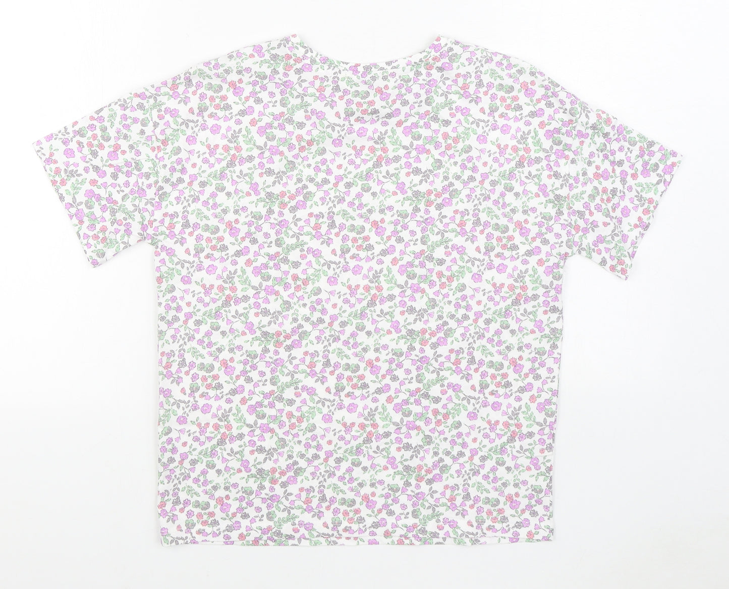 George Girls Multicoloured Floral 100% Cotton Basic T-Shirt Size 12-13 Years Round Neck Pullover