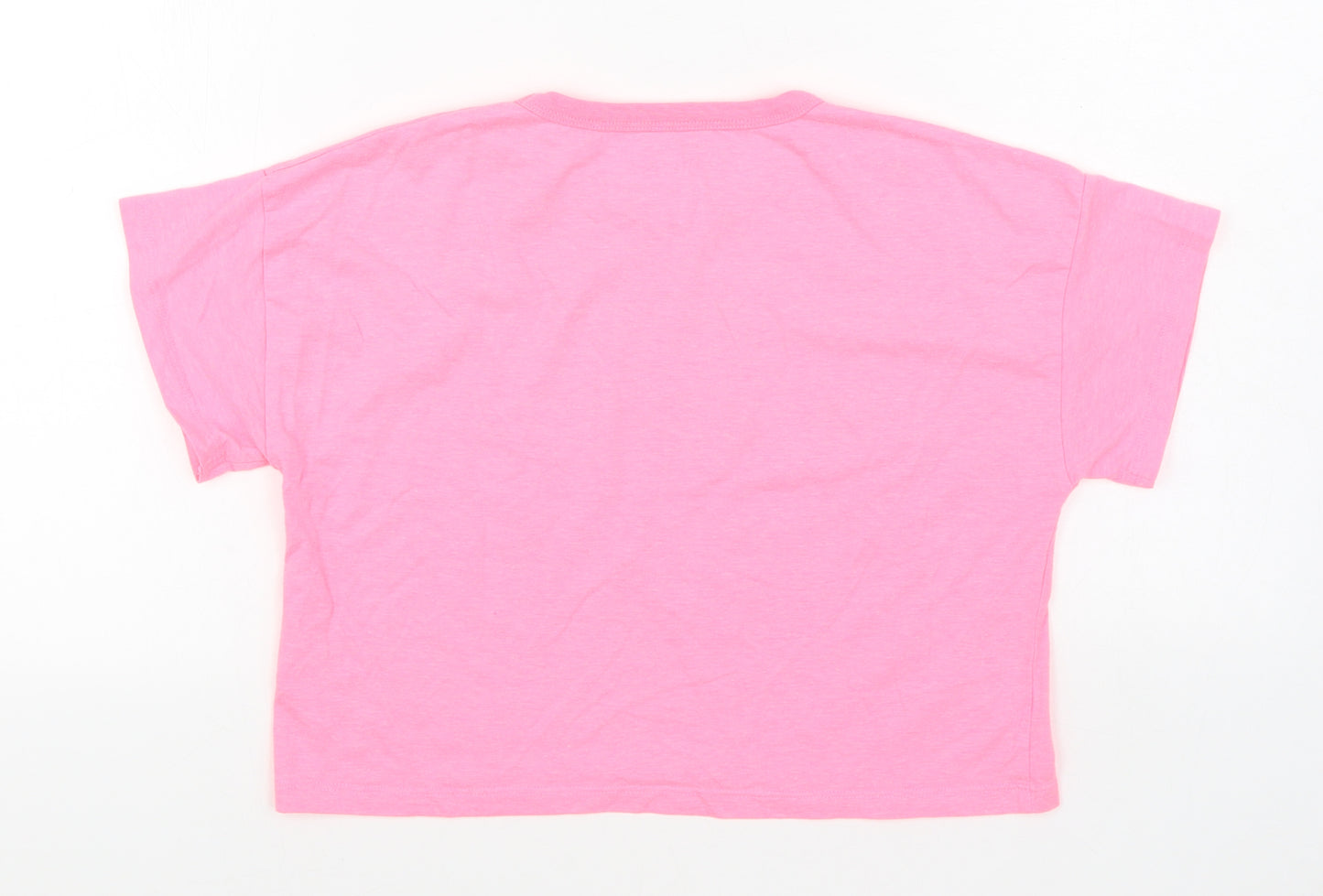 Pep&Co Girls Pink  Cotton Basic T-Shirt Size 8-9 Years Round Neck Pullover