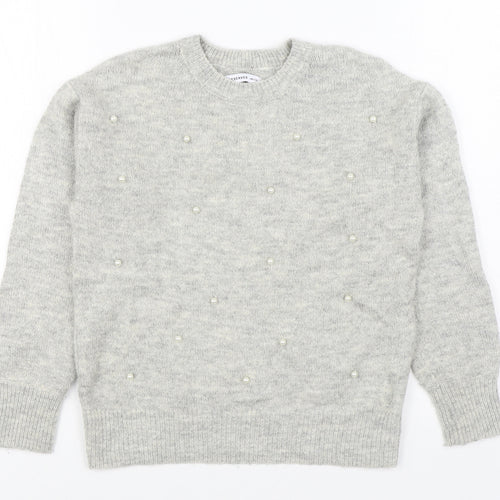 RESERVED Girls Grey Round Neck  Acrylic Pullover Jumper Size 10-11 Years  Pullover