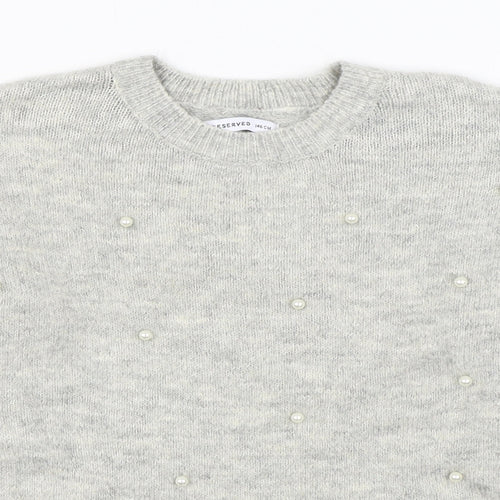 RESERVED Girls Grey Round Neck  Acrylic Pullover Jumper Size 10-11 Years  Pullover