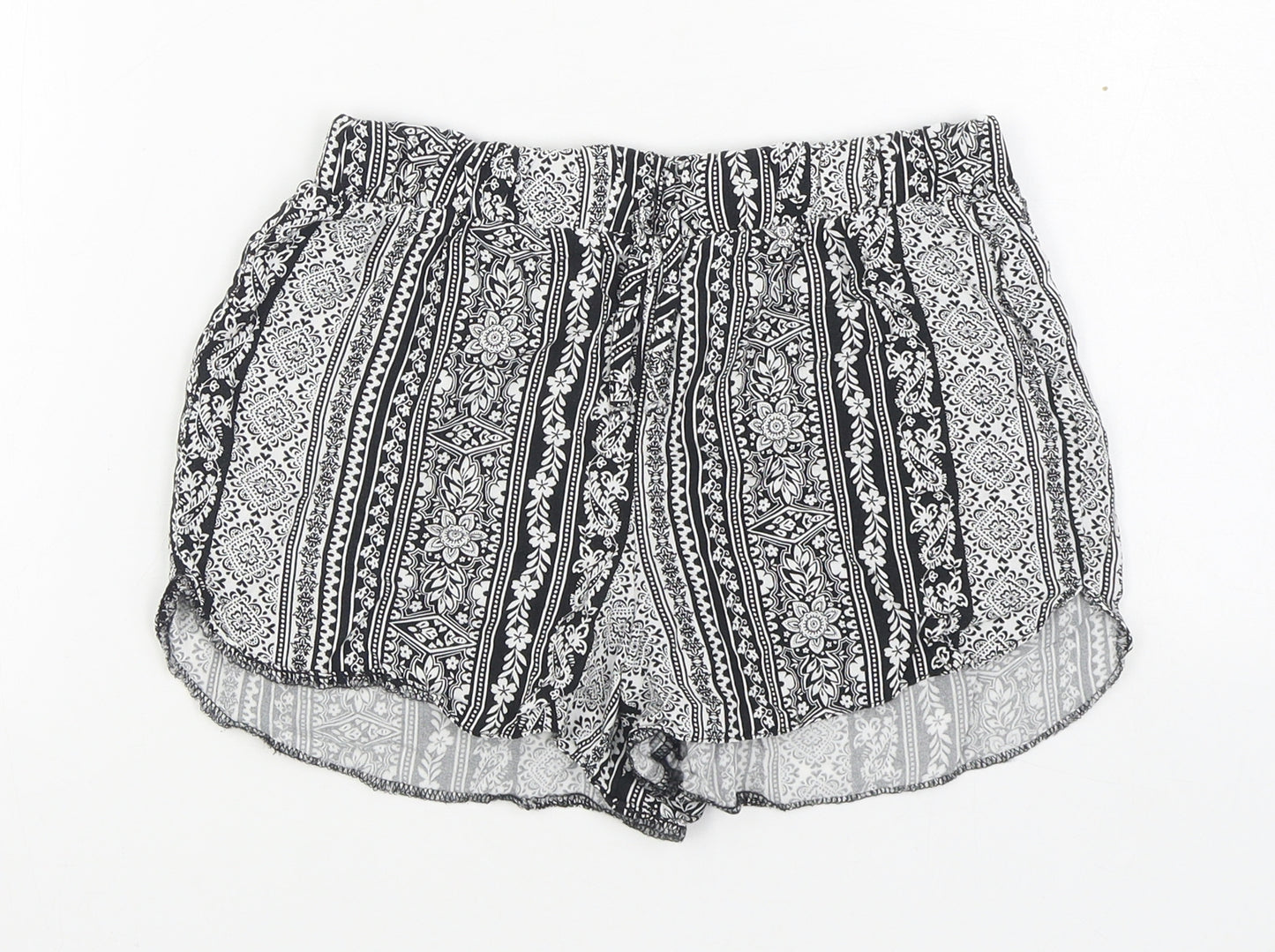 915 Generation Girls Black Geometric Viscose Sweat Shorts Size 13 Years  Regular