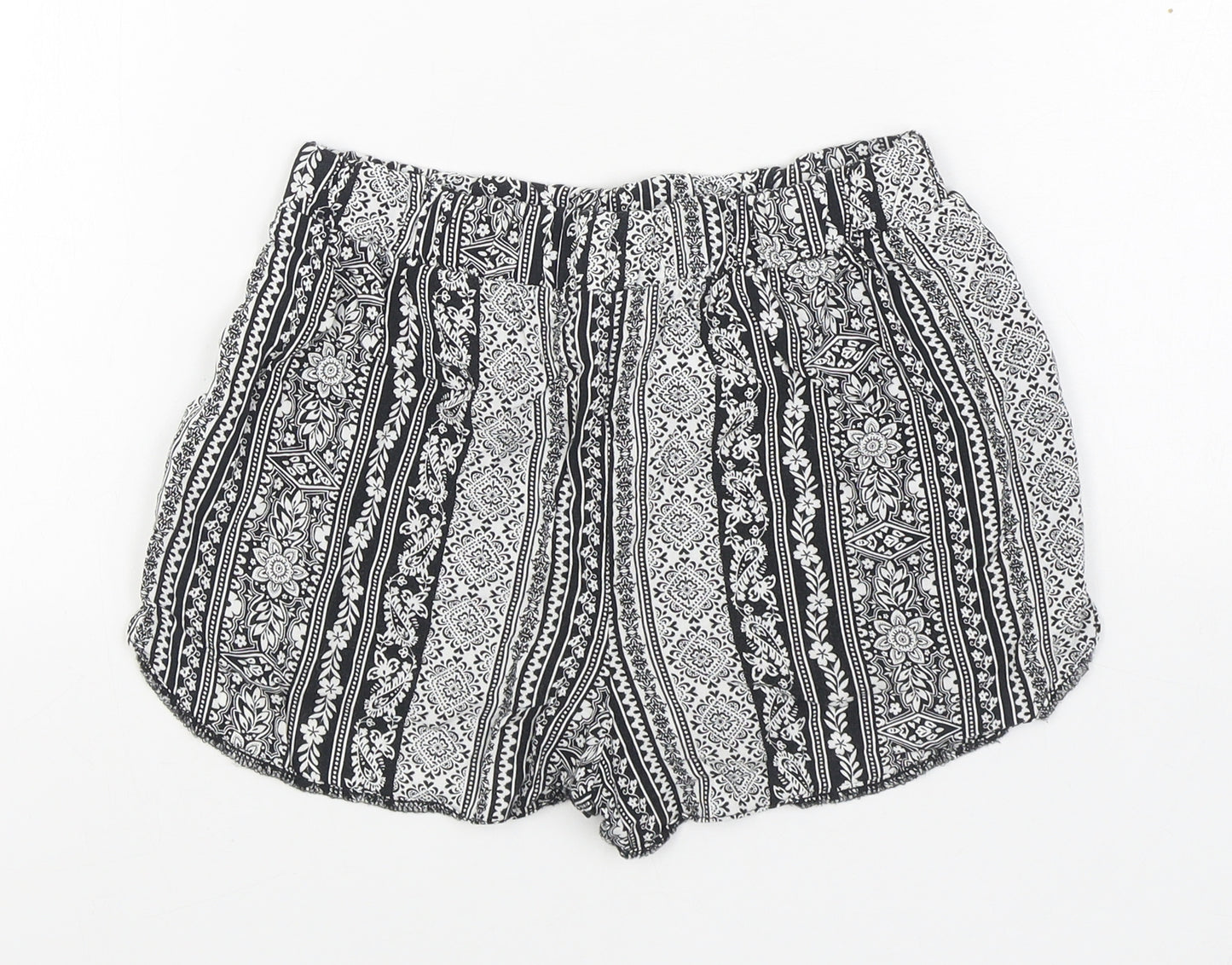 915 Generation Girls Black Geometric Viscose Sweat Shorts Size 13 Years  Regular