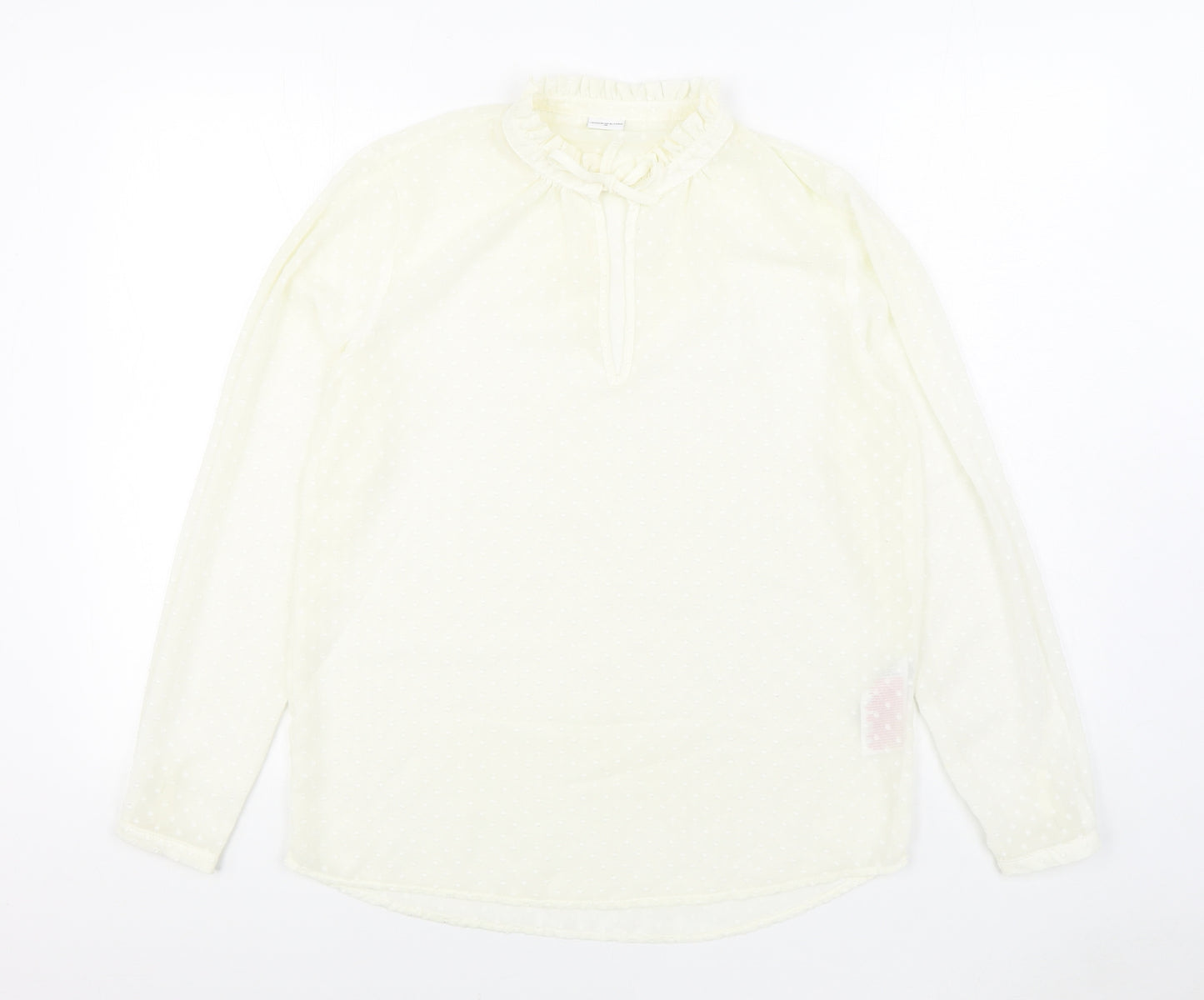 Jaqueline de Yong Womens Ivory  Polyester Basic Blouse Size 8 High Neck