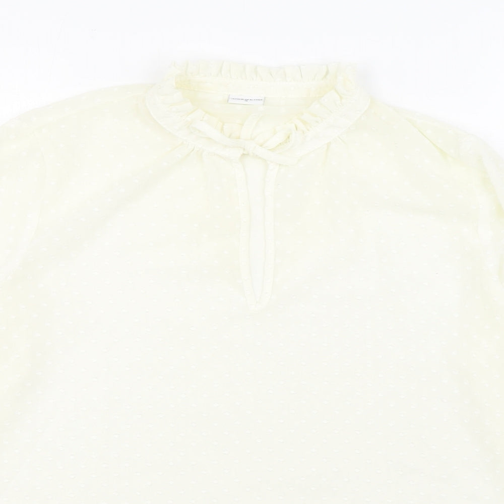 Jaqueline de Yong Womens Ivory  Polyester Basic Blouse Size 8 High Neck