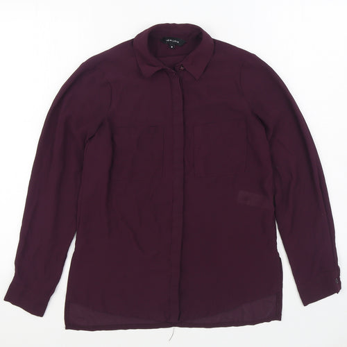 New Look Womens Purple  Polyester Basic Button-Up Size 8 Collared