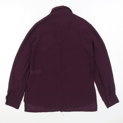 New Look Womens Purple  Polyester Basic Button-Up Size 8 Collared