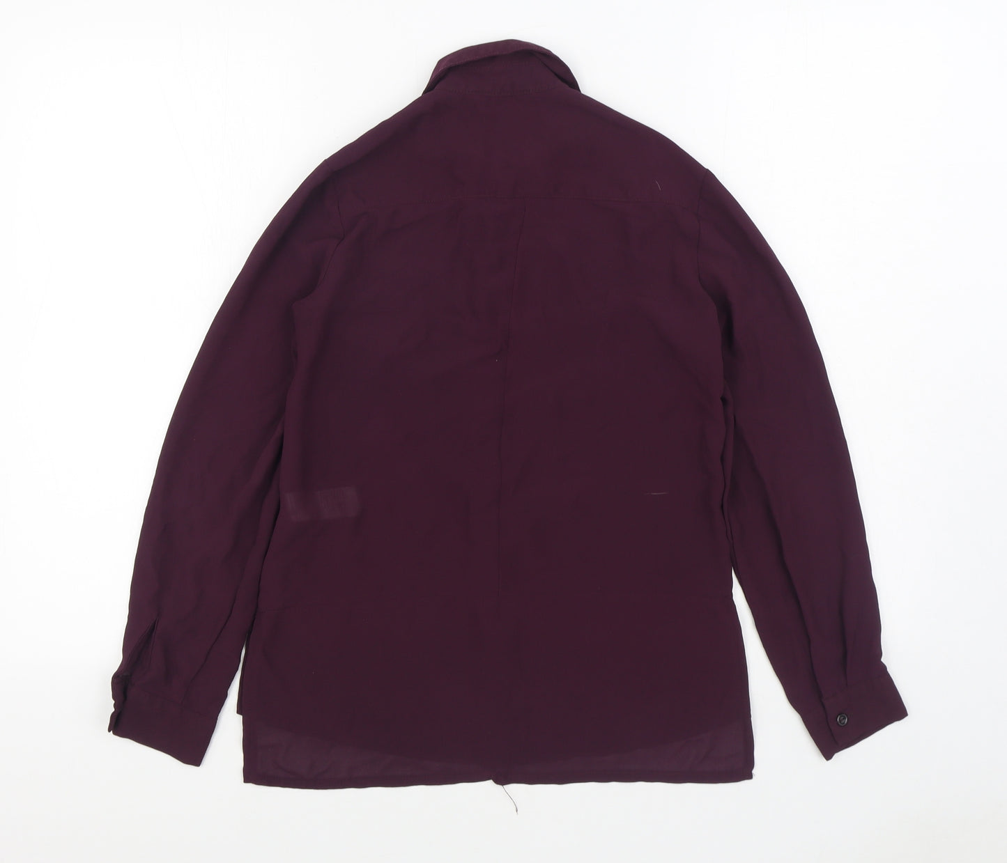 New Look Womens Purple  Polyester Basic Button-Up Size 8 Collared