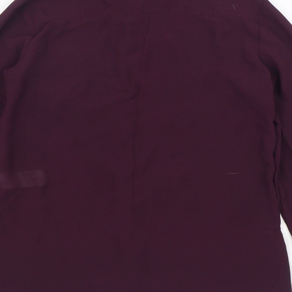 New Look Womens Purple  Polyester Basic Button-Up Size 8 Collared